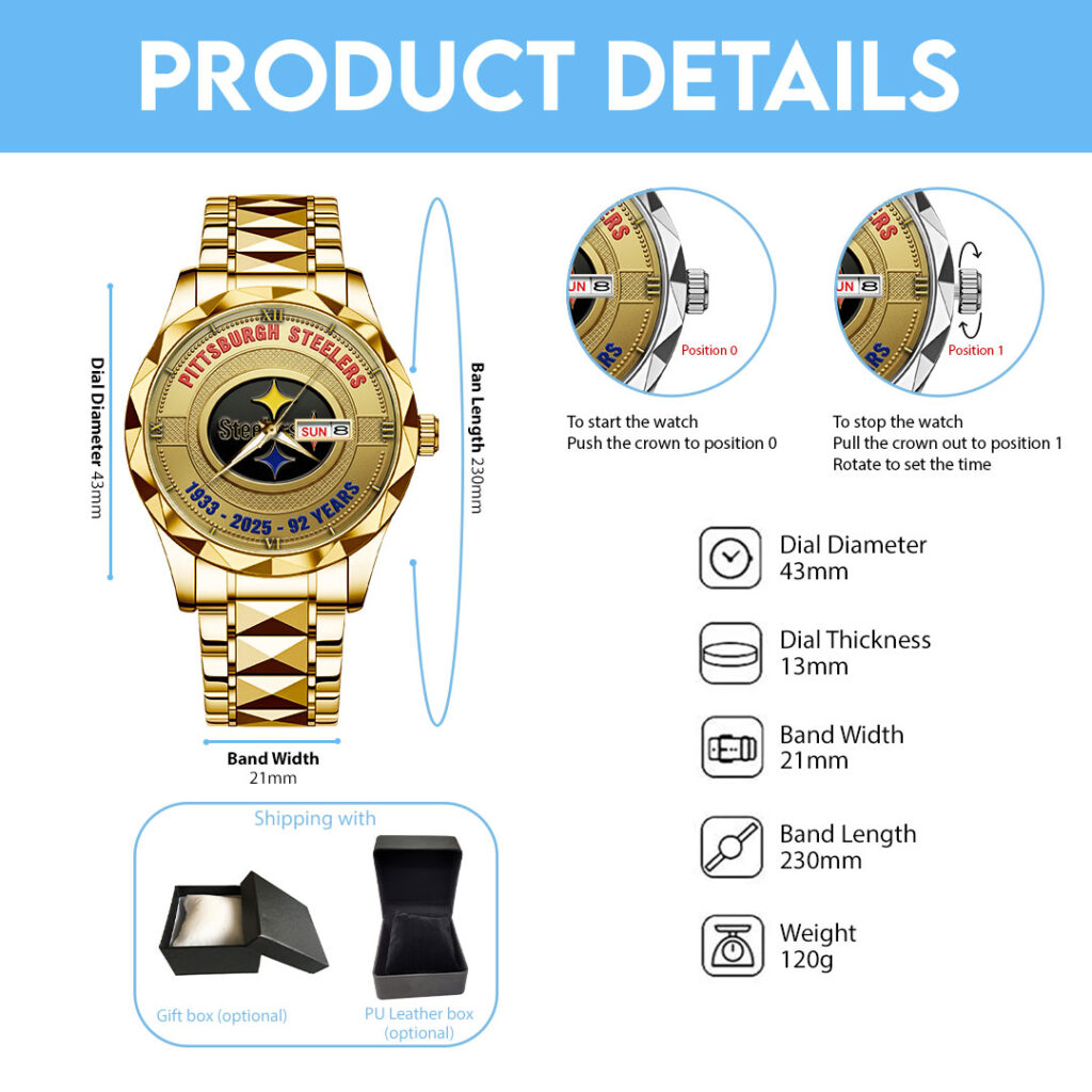 Pittsburgh Steelers 92 Years Anniversary 2025 Alloy Quartz Watch - Image 5