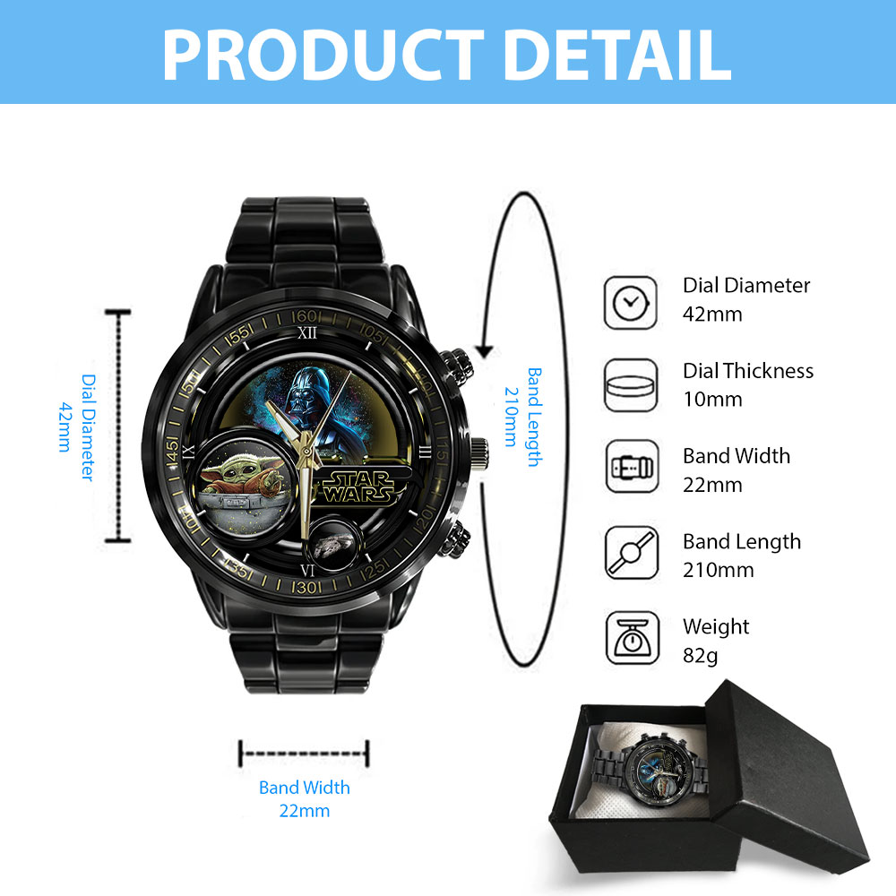 Star Wars Black Stainless Steel Watch - Design 7 - Image 4