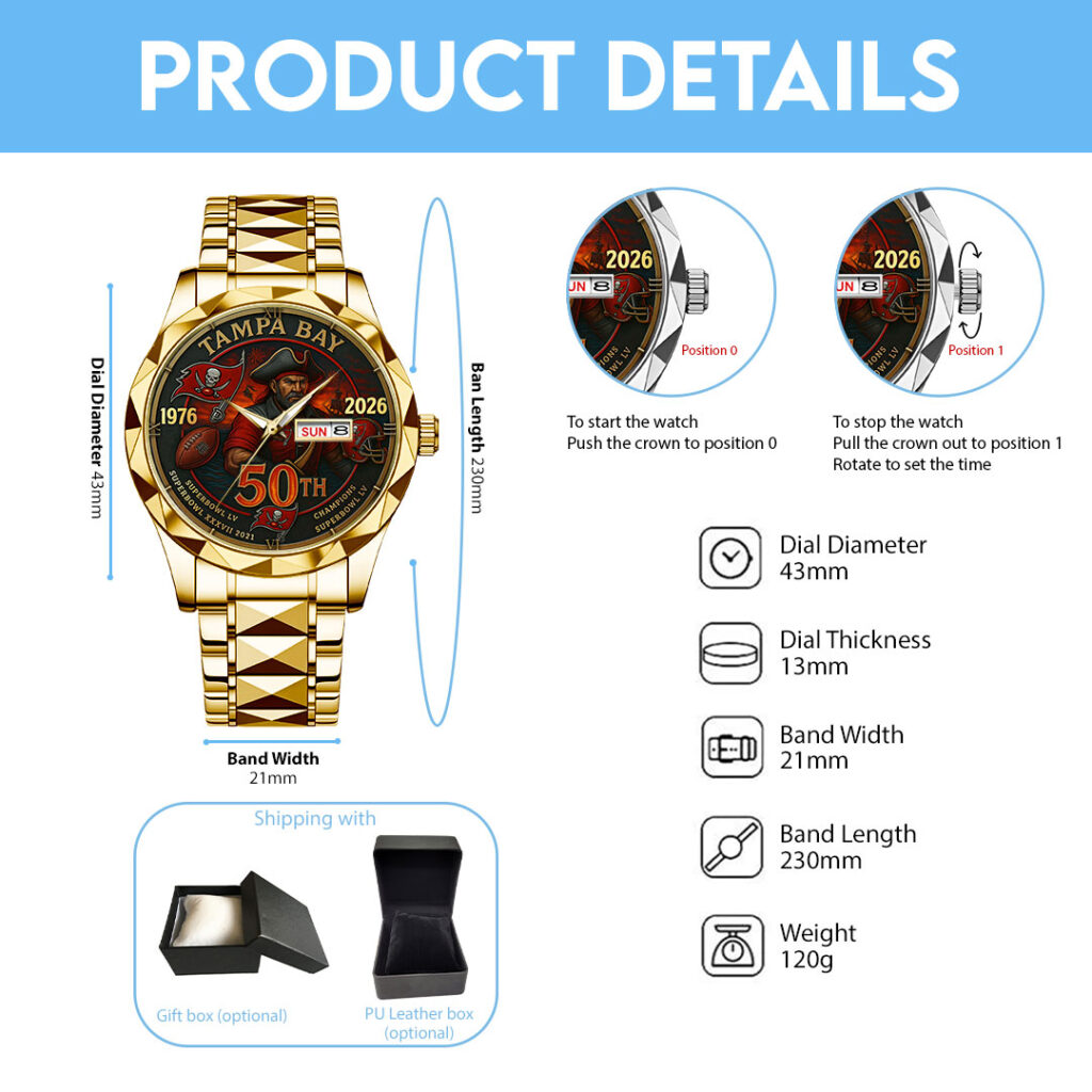 Tampa Bay Buccaneers 50th Anniversary 2025 Alloy Luxury Quartz Watch – TMTHU838 - Image 5