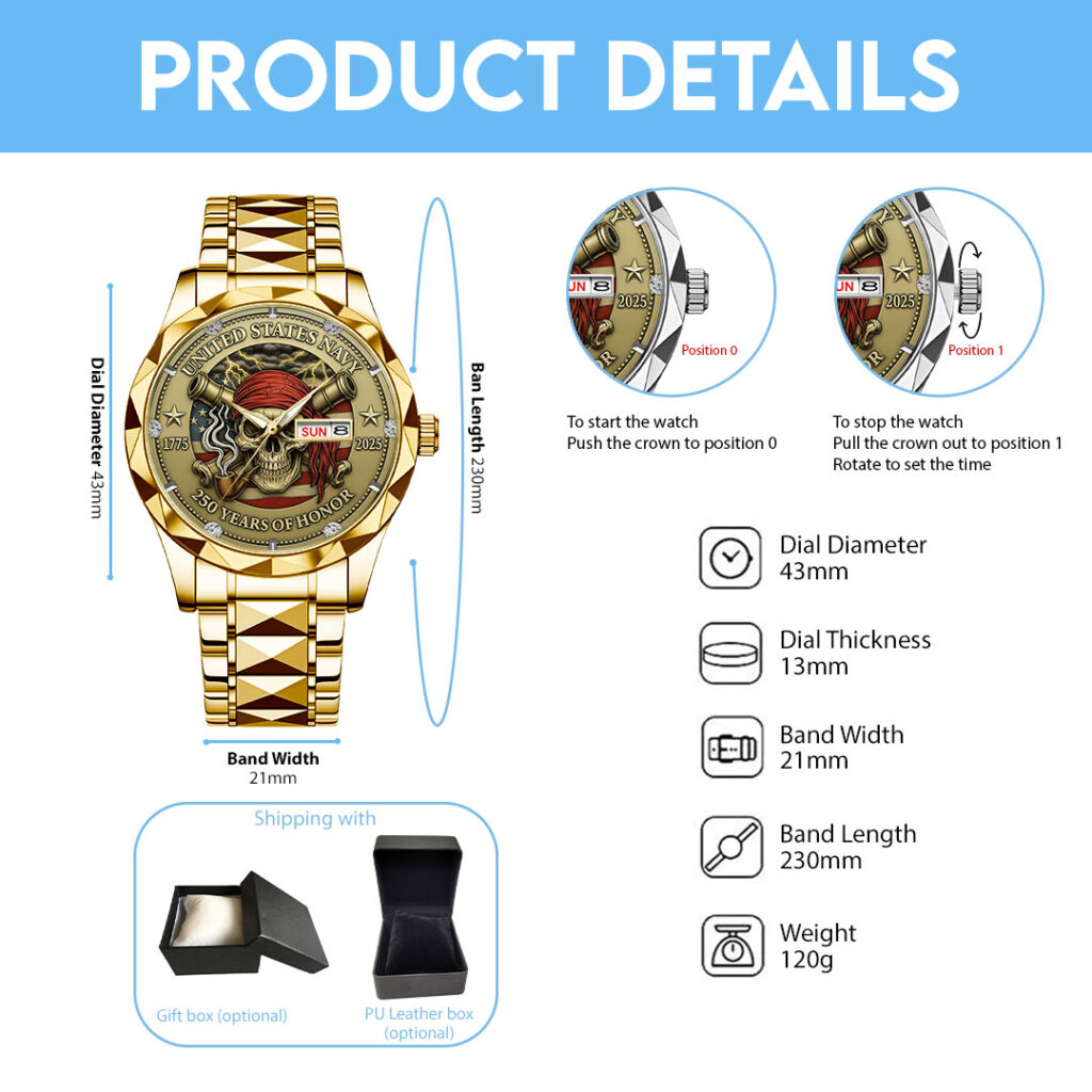 US Navy 250th Anniversary Alloy Luxury Quartz Watch – TMTHU733 - Image 5