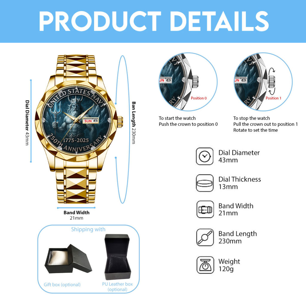 US Navy 250th Anniversary 2025 Alloy Luxury Quartz Watch – TMTHU732 - Image 5