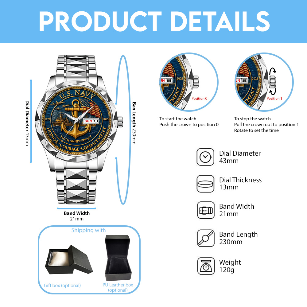 US Navy Alloy Luxury Quartz Watch – TANTN 14285 - Image 4
