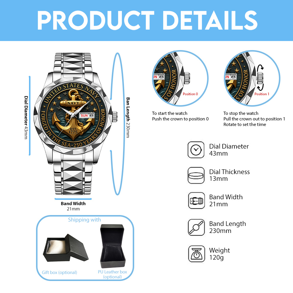 US Navy Alloy Luxury Quartz Watch – TANTN15989 - Image 4