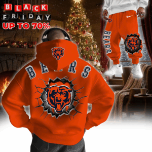 Chicago Bears 3D Cracked Nike Logo Hoodie + Joggers Outfit
