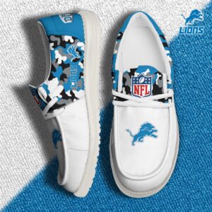 Detroit Lions Football H-D Canvas Loafer Shoes Custom Your Name, Sport Shoes For Fan, Fan Gifts EHIVM-04031614N