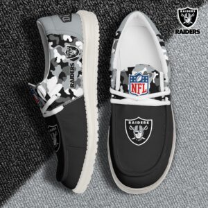 Las Vegas Raiders Football H-D Canvas Loafer Shoes Custom Your Name, Sport Shoes For Fan, Fan Gifts EHIVM-04031614N
