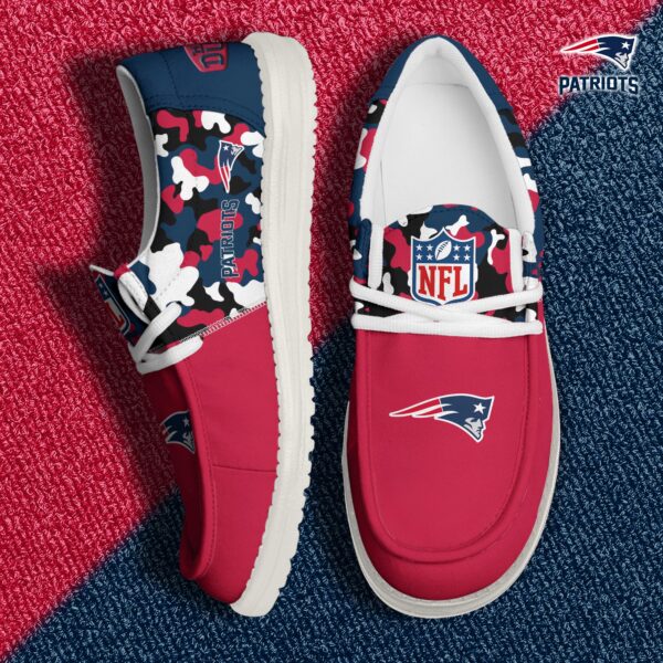 New England Patriots Football H-D Canvas Loafer Shoes Custom Your Name, Sport Shoes For Fan, Fan Gifts EHIVM-04031614N