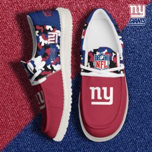 New York Giants Football H-D Canvas Loafer Shoes Custom Your Name, Sport Shoes For Fan, Fan Gifts EHIVM-04031614N