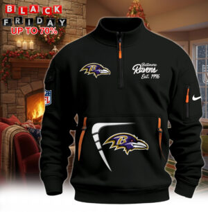 Hot New 2026 Baltimore Ravens Half-Zip Pullover – Black Winter Edition
