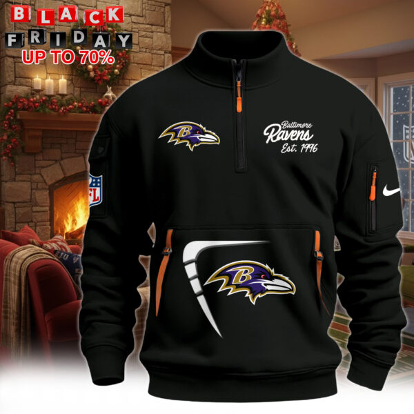 Hot New 2026 Baltimore Ravens Half-Zip Pullover – Black Winter Edition