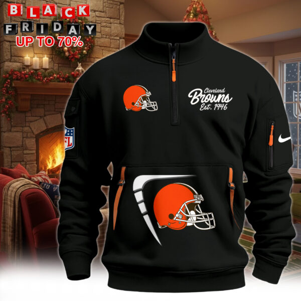 Hot New 2026 Cleveland Browns Half-Zip Pullover – Black Winter Edition