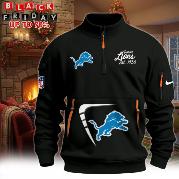 Hot New 2026 Detroit Lions Half-Zip Pullover – Black Winter Edition