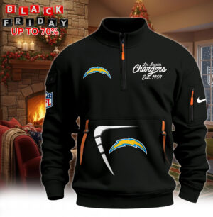 Hot New 2026 Los Angeles Chargers Half-Zip Pullover – Black Winter Edition