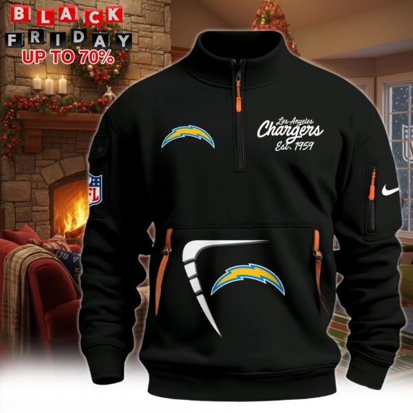 Hot New 2026 Los Angeles Chargers Half-Zip Pullover – Black Winter Edition