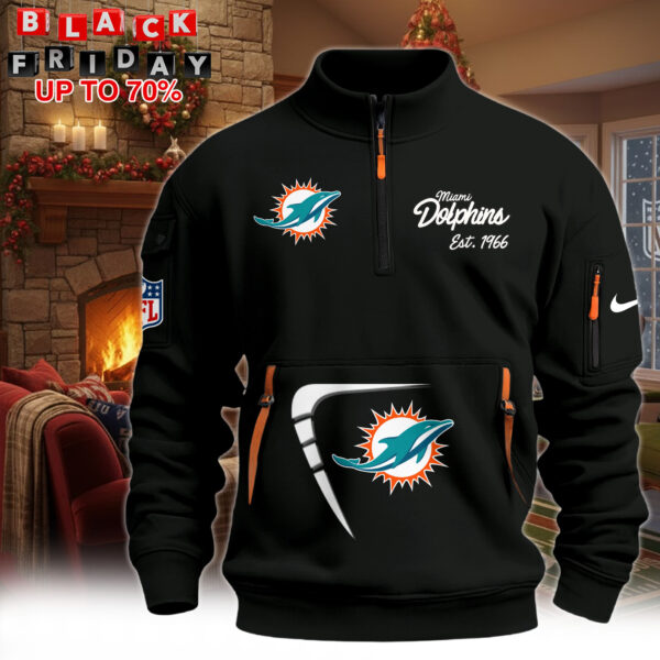 Hot New 2026 Miami Dolphins Half-Zip Pullover – Black Winter Edition