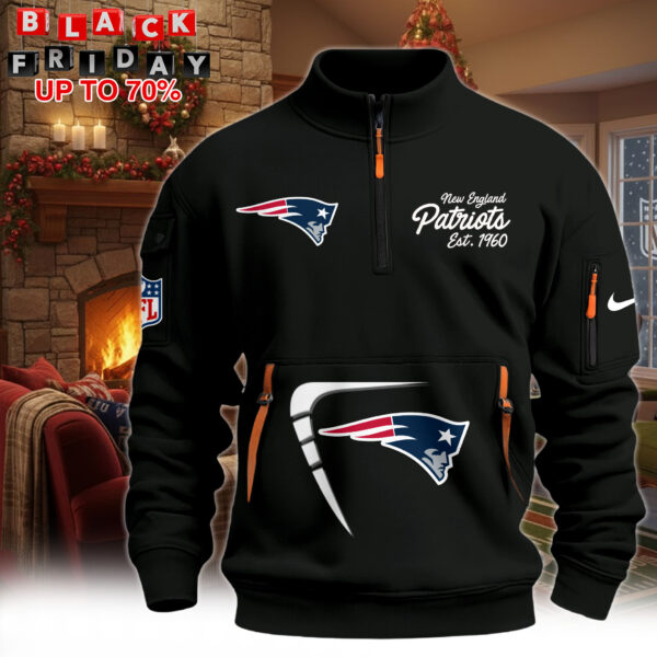 Hot New 2026 New England Patriots Half-Zip Pullover – Black Winter Edition