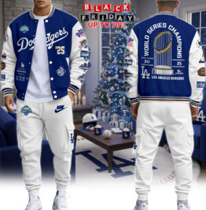 Los Angeles Dodgers 2025 World Series Champions Varsity Jacket + Cargo Joggers Set