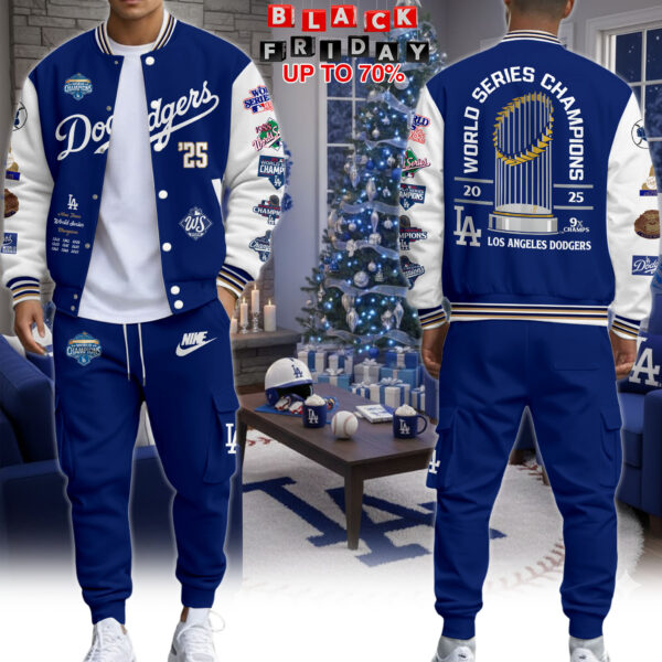 Los Angeles Dodgers 2025 World Series Champions Varsity Jacket + Cargo Joggers Set