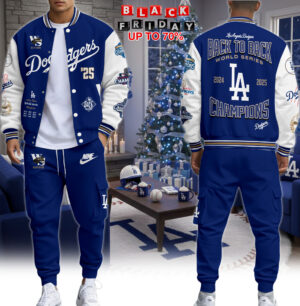 Los Angeles Dodgers Back To Back 2025 World Series Champions Varsity Jacket + Cargo Joggers Set