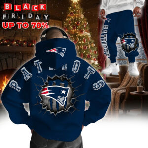 New England Patriots  3D Cracked Logo Hoodie + Joggers Outfit