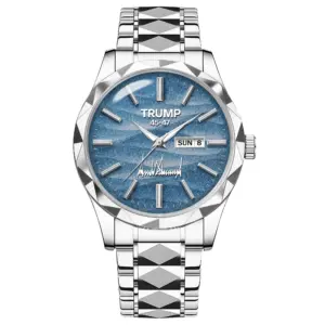 TRUMP 45-47 Watch 2025 Luxury Silver Steel – Signature Sky Blue Dial
