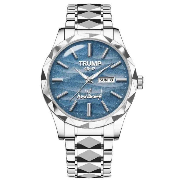 TRUMP 45-47 Watch 2025 Luxury Silver Steel – Signature Sky Blue Dial