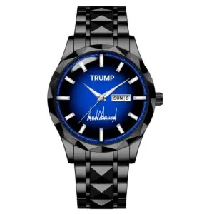 TRUMP Watch 2025 Luxury Black Steel – Signature Royal Blue Dial