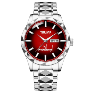 TRUMP Watch 2025 – Silver Strap, Red Dial for Men