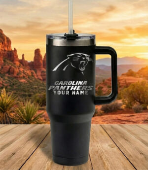 Carolina Panthers Custom Name Football Fan 40oz Insulated Tumbler