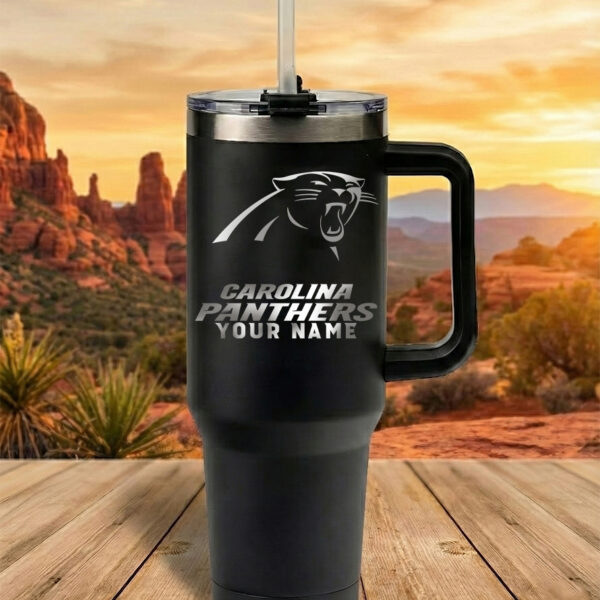 Carolina Panthers Custom Name Football Fan 40oz Insulated Tumbler