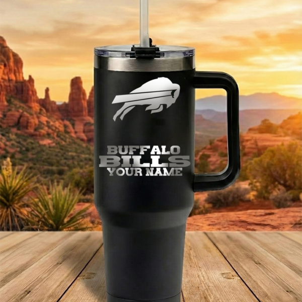 Buffalo Bills Custom Name Football Fan 40oz Insulated Tumbler