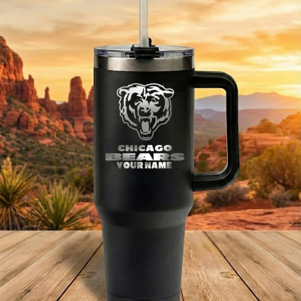 Chicago Bears Custom Name Football Fan 40oz Insulated Tumbler