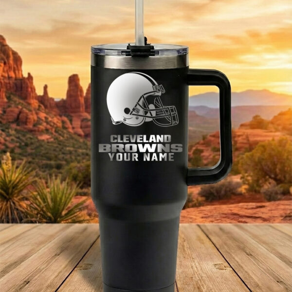 Cleveland Browns Custom Name Football Fan 40oz Insulated Tumbler