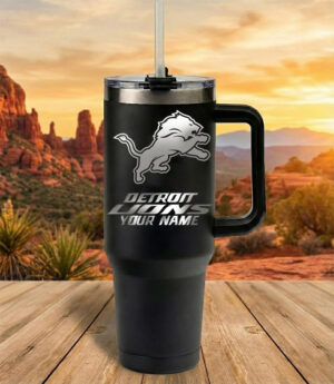 Detroit Lions Custom Name Football Fan 40oz Insulated Tumbler