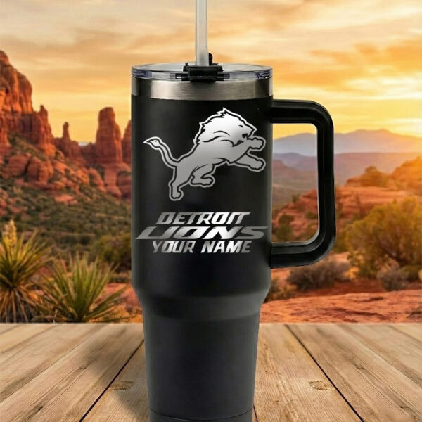 Detroit Lions Custom Name Football Fan 40oz Insulated Tumbler