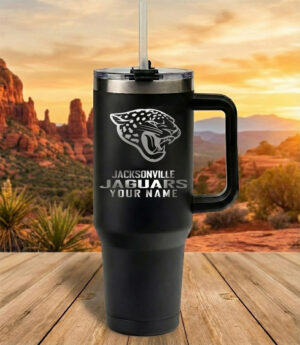 Jacksonville Jaguars Custom Name Football Fan 40oz Insulated Tumbler