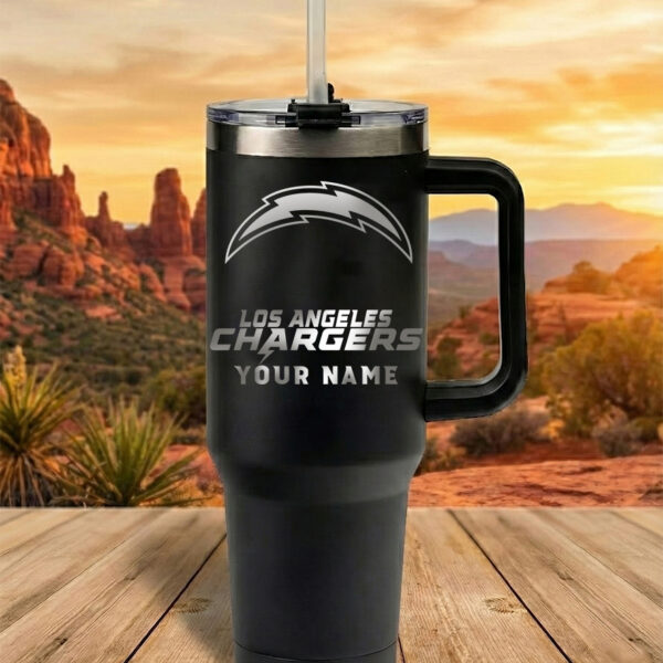 Los Angeles Chargers Custom Name Football Fan 40oz Insulated Tumbler