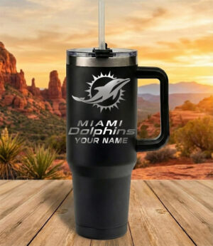 Miami Dolphins Custom Name Football Fan 40oz Insulated Tumbler