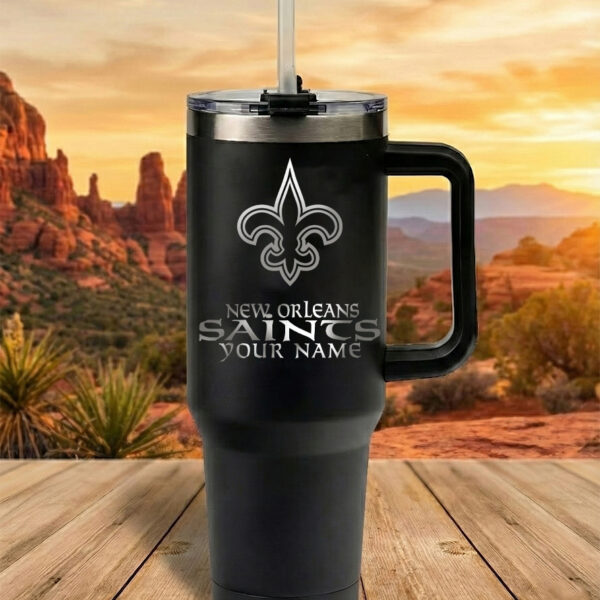 New Orleans Saints Custom Name Football Fan 40oz Insulated Tumbler