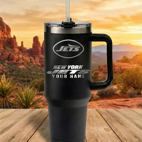 New York Jets Custom Name Football Fan 40oz Insulated Tumbler