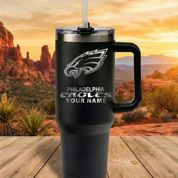Philadelphia Eagles Custom Name Football Fan 40oz Insulated Tumbler