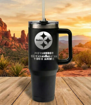 Pittsburgh Steelers Custom Name Football Fan 40oz Insulated Tumbler