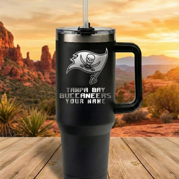 Tampa Bay Buccaneers Custom Name Football Fan 40oz Insulated Tumbler