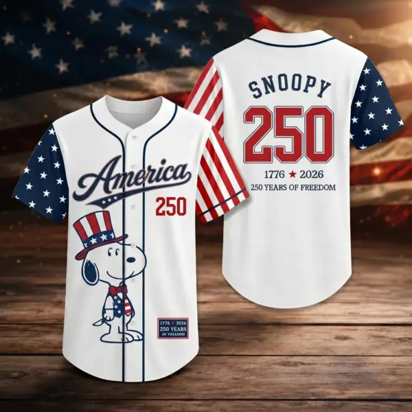 Personalized Snoopy 250 Years of America Baseball Jersey