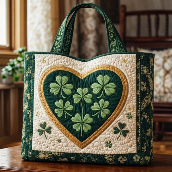 Festive Shamrock Quilted Tote Bag