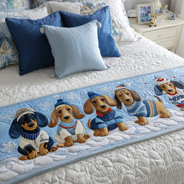 Little Dachshund Quilted Bed Runner