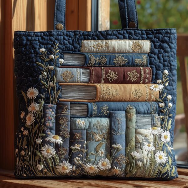 Cozy Book Quilted Tote Bag V