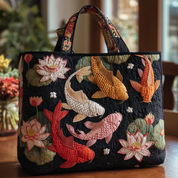 Koi Fish Quilted Tote Bag
