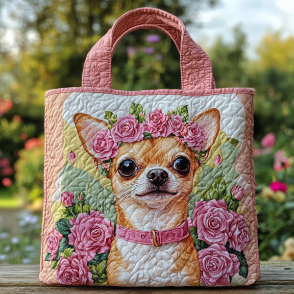 Chihuahua Glow Quilted Tote Bag