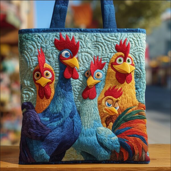Funky Chicken Quilted Tote Bag VI
